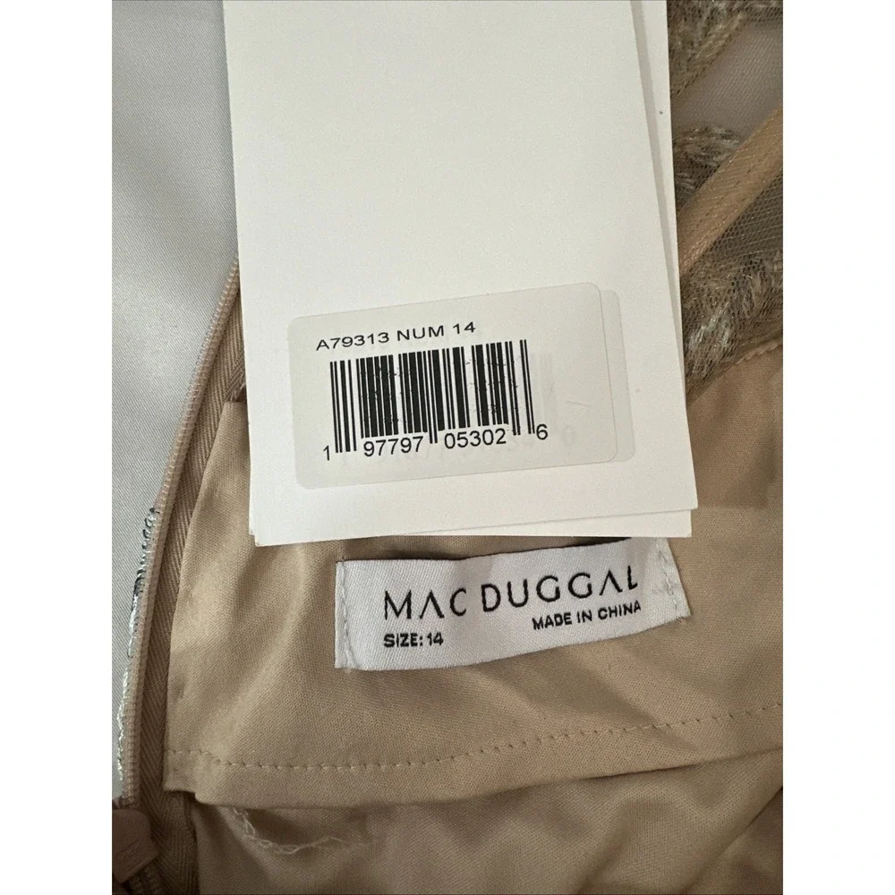 NWT $798 Mac Duggal [ 14 ] 79313 Embroidered Spaghetti Strap Trumpet Gown #J1687 - Picture 4 of 14
